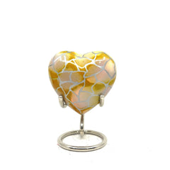 Heart Shaped Urn in Yellow clouded Design with Stand for Human Ashes - Small Urn - Mini Urn - Heart Urn - Memorial Urn - Tiny Urn - Pet Urn