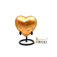 Heart Shaped Urn in Golden clouded Design with Stand for Human Ashes - Small Urn - Mini Urn - Heart Urn - Memorial Urn - Tiny Urn - Pet Urn