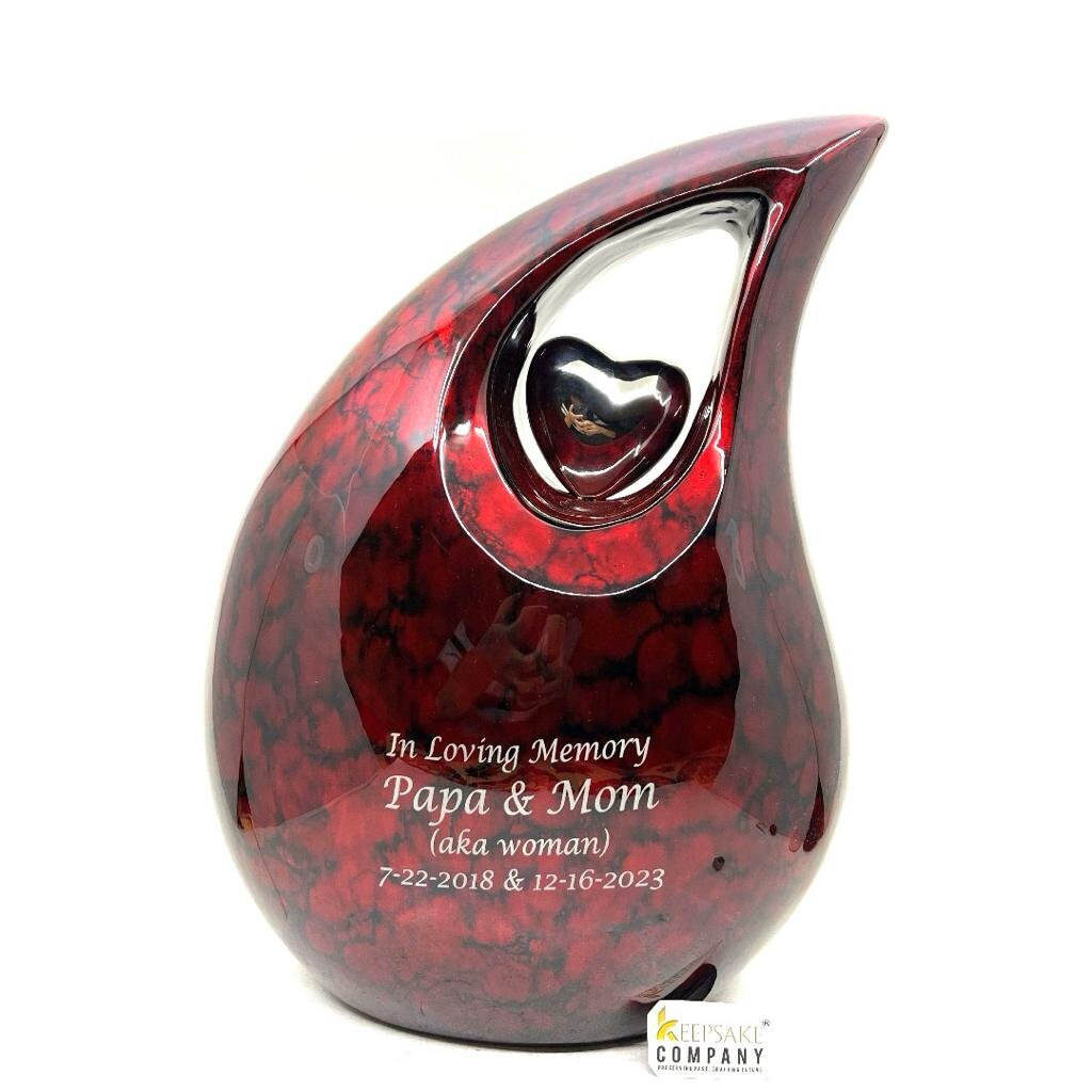 Extra Large /  Adult Maroon Red Black Cremation Urns for Ashes - Adult Urn - Funeral Urn - Urn - Urns for Human Ashes Keepsake