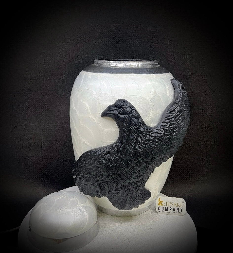 Handmade White Silver Urn for Adult, Custom Engraved Cremation Container, Memorial Keepsake with Personal Message, Condolence Gift