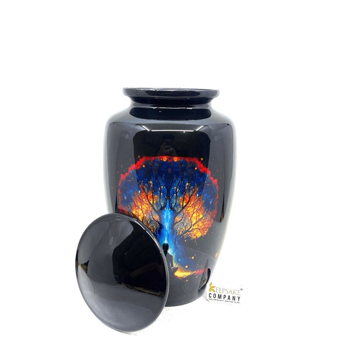 Handcrafted Black Tree of Life Urn - Elegant Urn for Adult Ashes, Memorial Keepsake Cremation Urns for Adult Ashes - Decorative Urns