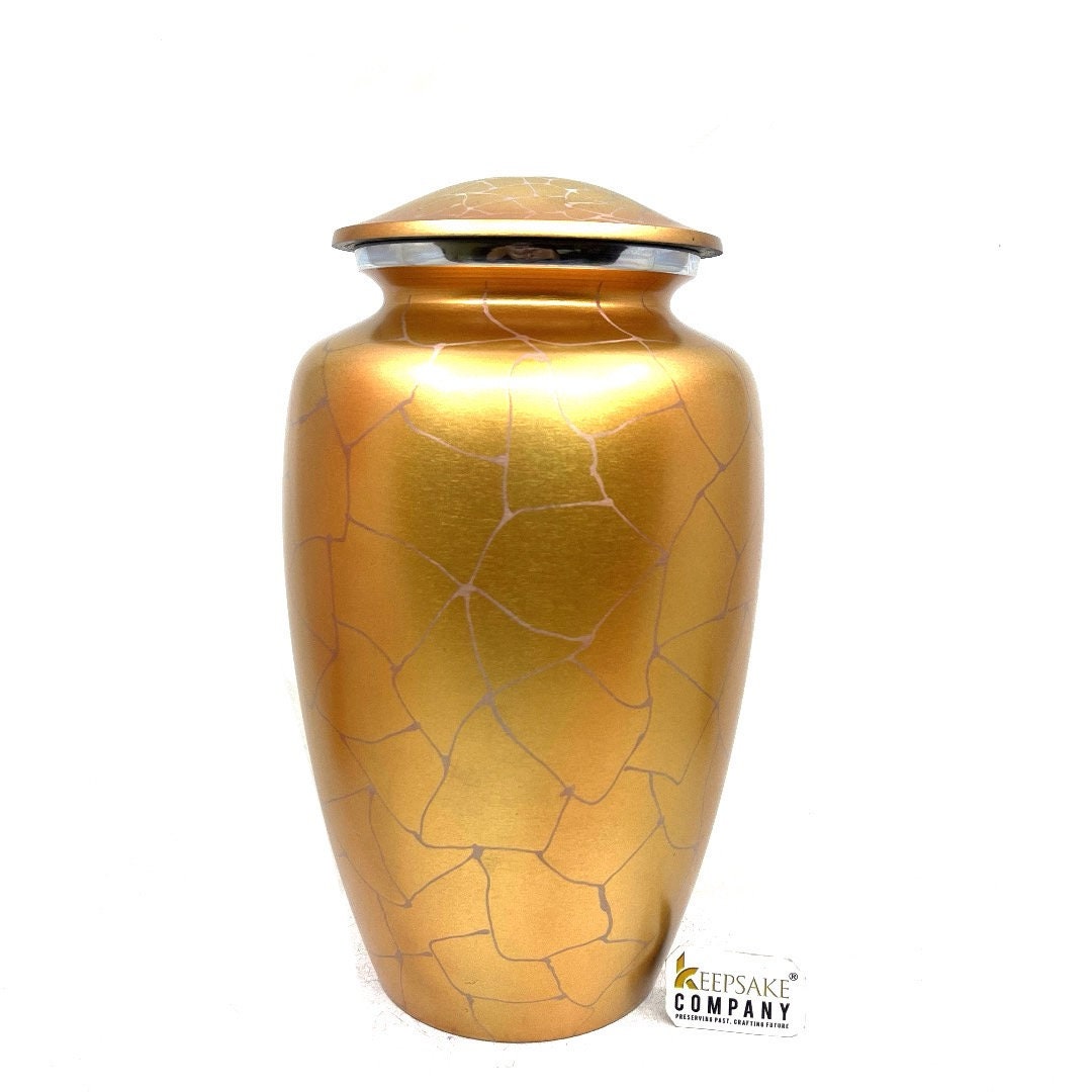 Customizable Golden Cremation Urn - Yellow Clouded Design for Human Ashes, Thoughtful Memorial Gift - Burial Urn - Ash urn - Urn for Ash