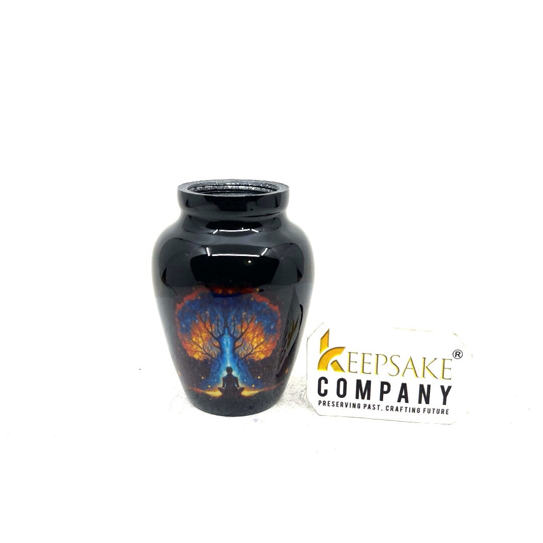 Small Urns for Ashes - Tree of Life Black U, Black Keepsake Urn, Perfect Memorial Gift for Loved Ones- Mini Urns for Human Ashes