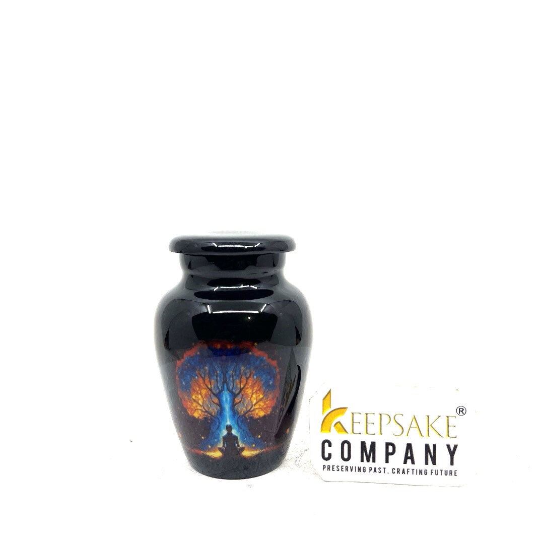 Small Urns for Ashes - Tree of Life Black U, Black Keepsake Urn, Perfect Memorial Gift for Loved Ones- Mini Urns for Human Ashes