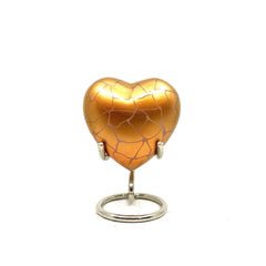 Heart Shaped Urn in Golden clouded Design with Stand for Human Ashes - Small Urn - Mini Urn - Heart Urn - Memorial Urn - Tiny Urn - Pet Urn