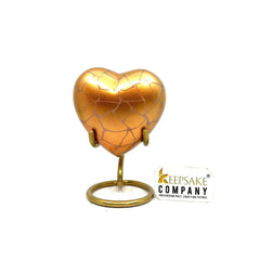 Heart Shaped Urn in Golden clouded Design with Stand for Human Ashes - Small Urn - Mini Urn - Heart Urn - Memorial Urn - Tiny Urn - Pet Urn