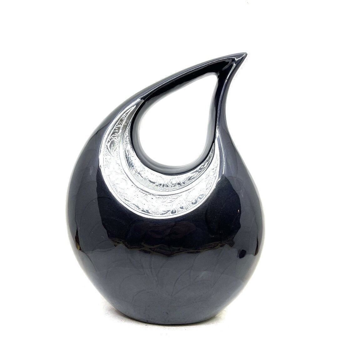 Premium Black Enamel Teardrop Urn for Ashes Adult male - Urn - urns for human ashes adult female - Urns - Cremation Urns for Adult Ashes