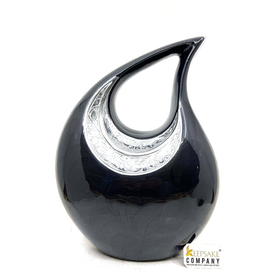 Premium Black Enamel Teardrop Urn for Ashes Adult male - Urn - urns for human ashes adult female - Urns - Cremation Urns for Adult Ashes