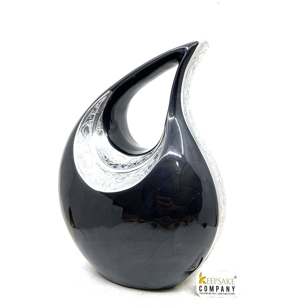 Premium Black Enamel Teardrop Urn for Ashes Adult male - Urn - urns for human ashes adult female - Urns - Cremation Urns for Adult Ashes