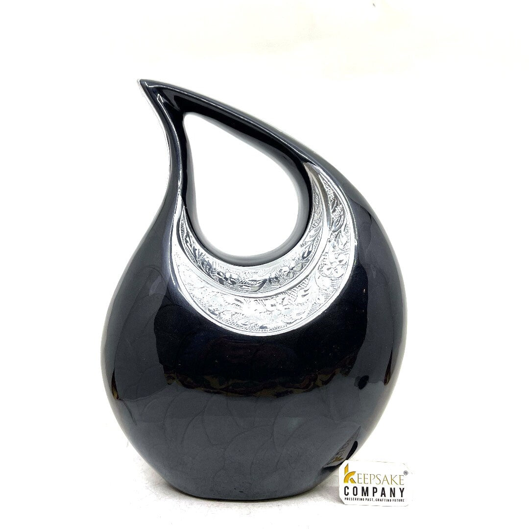 Premium Black Enamel Teardrop Urn for Ashes Adult male - Urn - urns for human ashes adult female - Urns - Cremation Urns for Adult Ashes