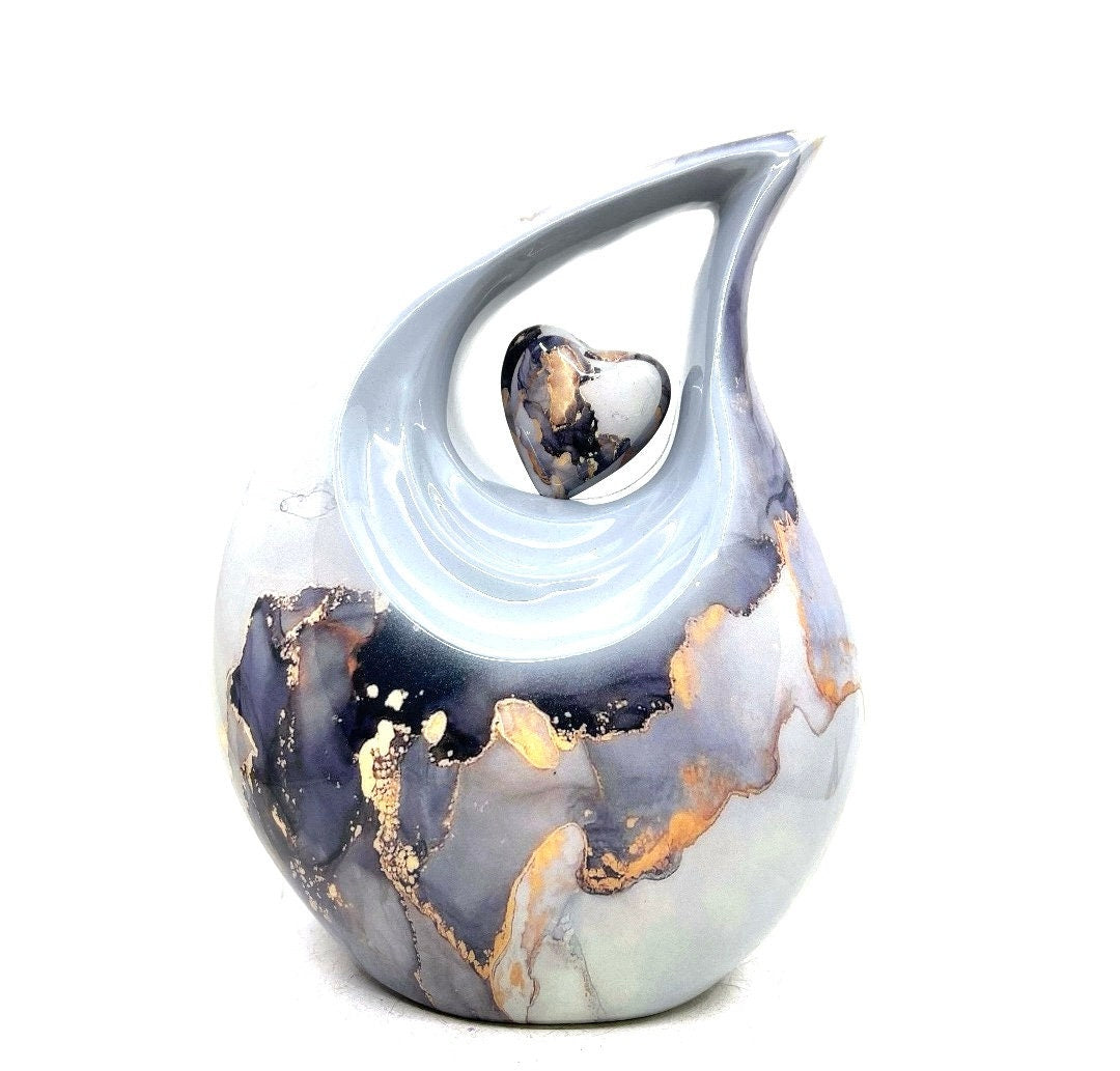 Multicolored Marble Teardrop Urn - Urns for Ashes - urns for human ashes female - Cremation Urns for Adult Ashes  - Urns - Keepsake Urn