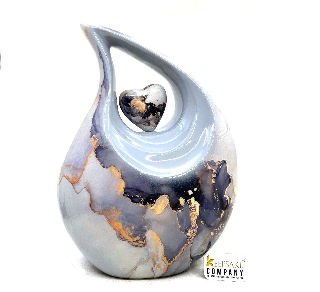 Multicolored Marble Teardrop Urn - Urns for Ashes - urns for human ashes female - Cremation Urns for Adult Ashes  - Urns - Keepsake Urn