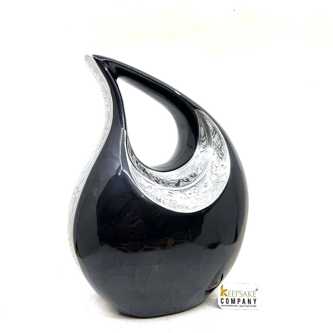 Premium Black Enamel Teardrop Urn for Ashes Adult male - Urn - urns for human ashes adult female - Urns - Cremation Urns for Adult Ashes