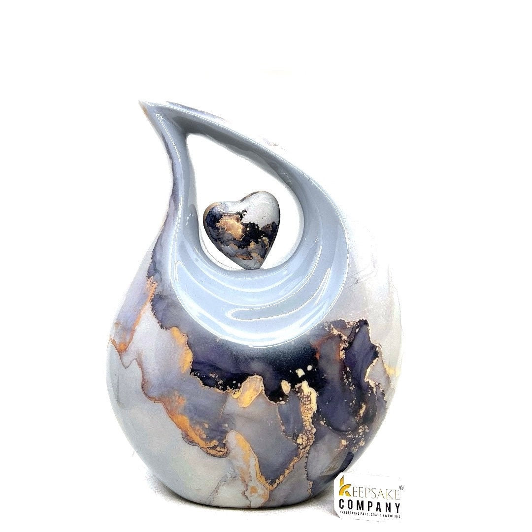 Multicolored Marble Teardrop Urn - Urns for Ashes - urns for human ashes female - Cremation Urns for Adult Ashes  - Urns - Keepsake Urn