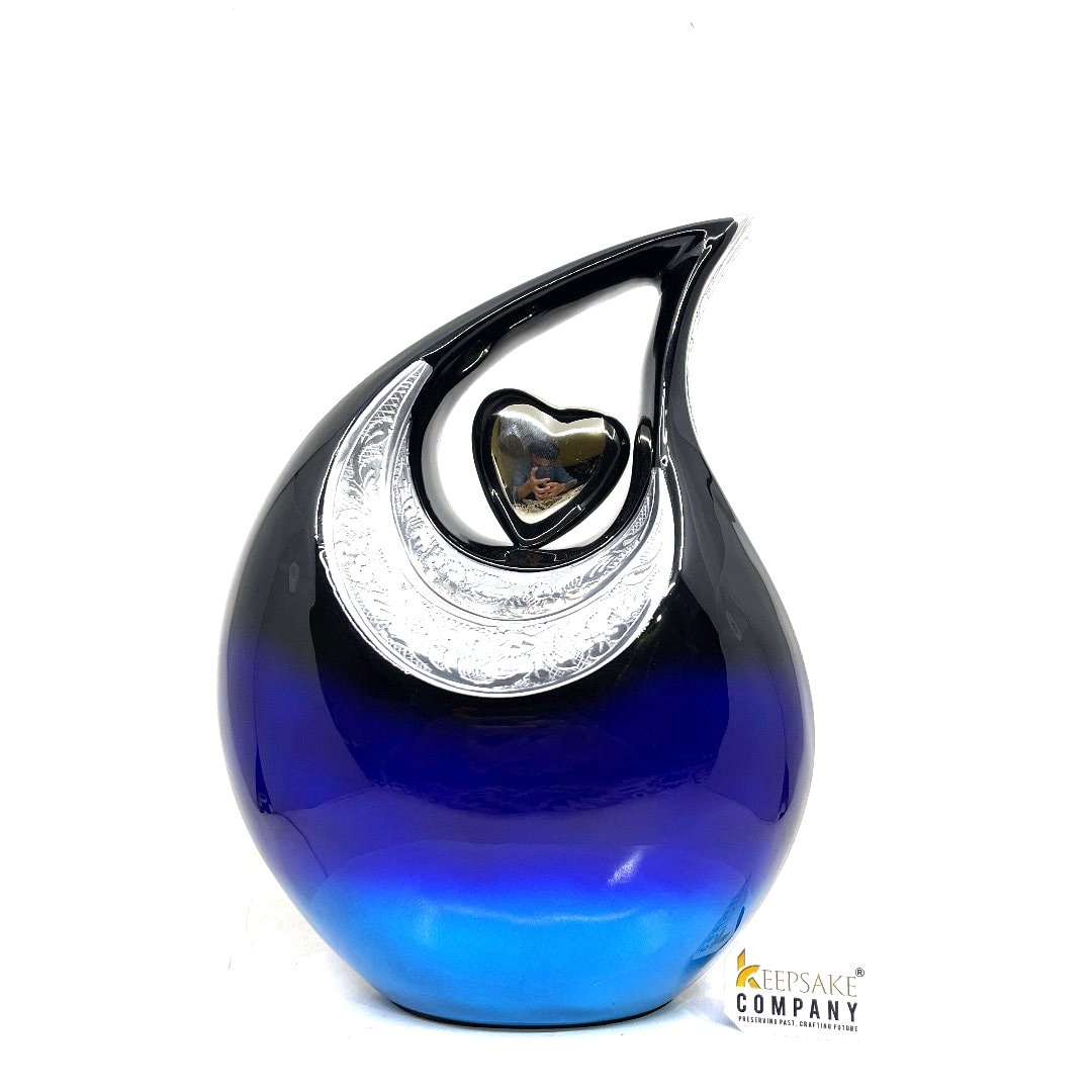 Exquisite Blue Black Cremation Urn  - Urn For Memorial - Urn For Funeral - Urns For Human Ashes - Unique Urn - Ash Urn - Urns for Ash