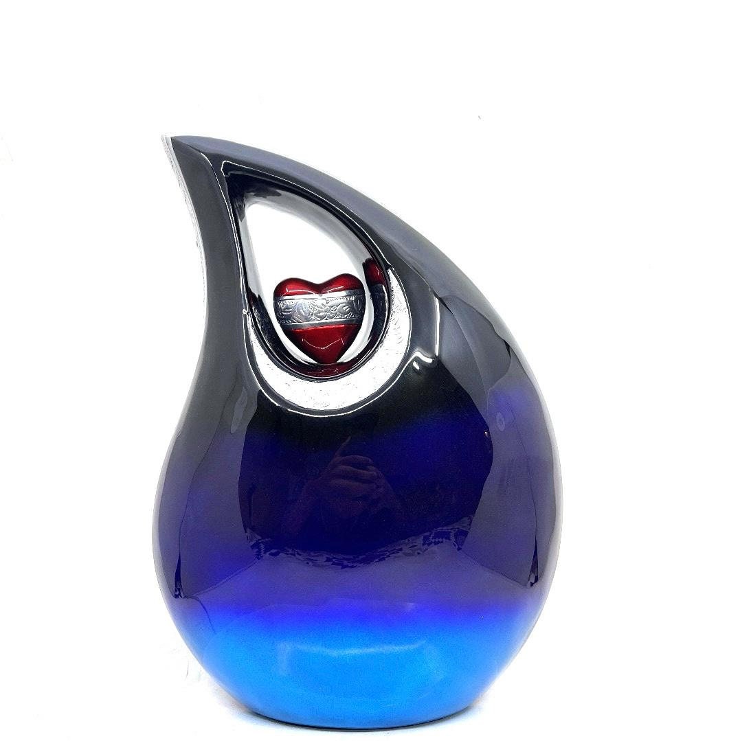 Extra Large Black-Blue Teardrop Cremation Urn for Human Ashes - Memorial & Personalized Funeral Urn from Keepsake Co.