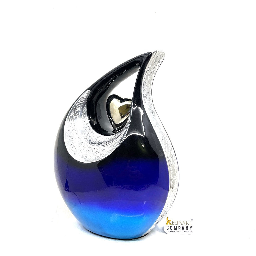 Exquisite Blue Black Cremation Urn  - Urn For Memorial - Urn For Funeral - Urns For Human Ashes - Unique Urn - Ash Urn - Urns for Ash