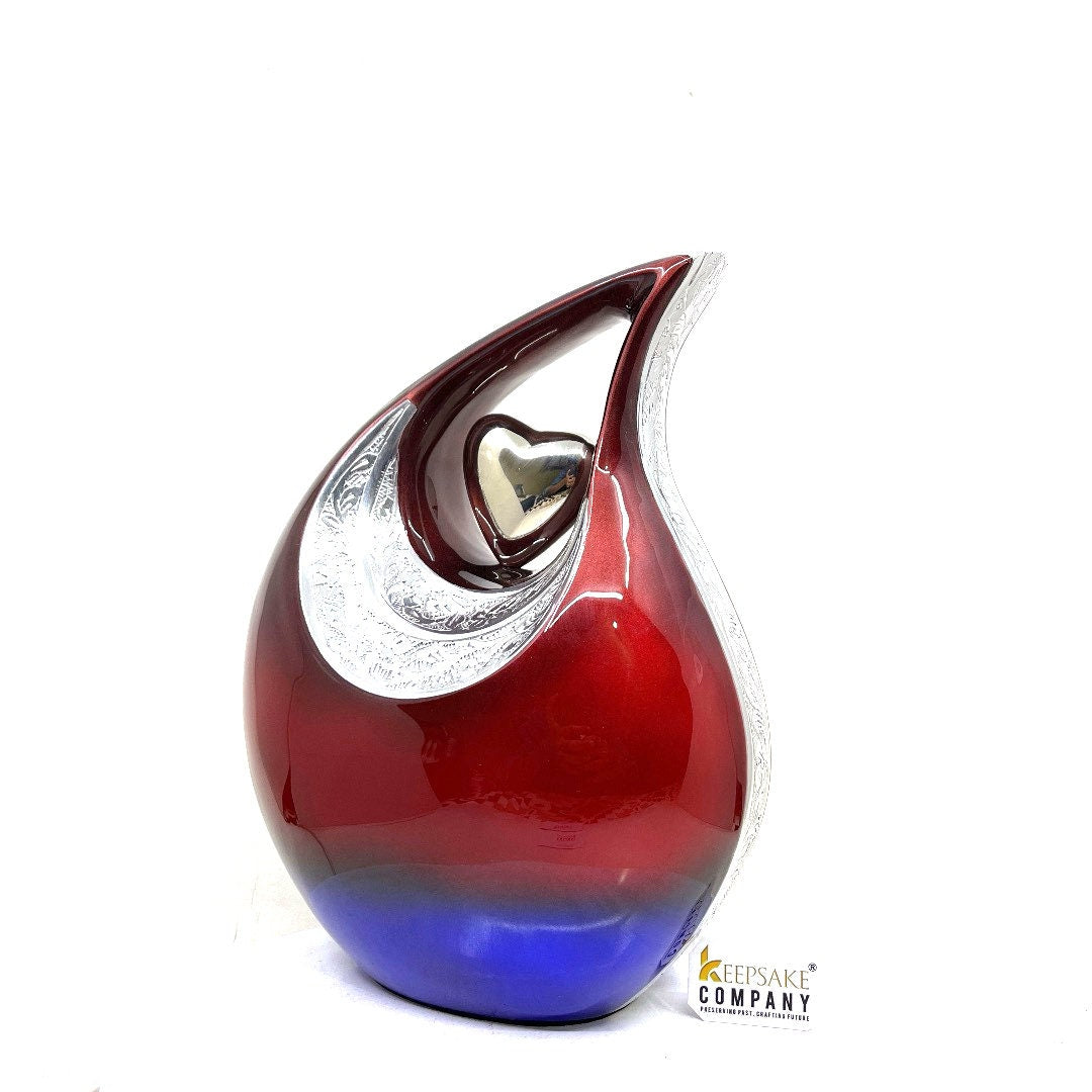 Exquisite Red Blue Cremation Urn  - Urn For Memorial - Urn For Funeral - Urns For Human Ashes - Unique Urn - Ash Urn - Urns for Ash