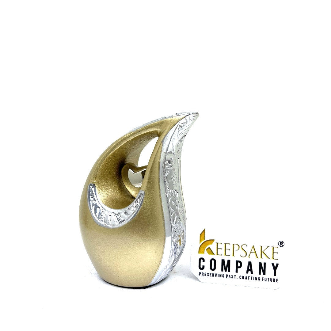 Gold & Silver Teardrop Small Urns for Human Ashes - Mini Urn for Human Ashes - Ashes Urn - Keepsake Urns for Human Ashes - Mini Urn - Urn