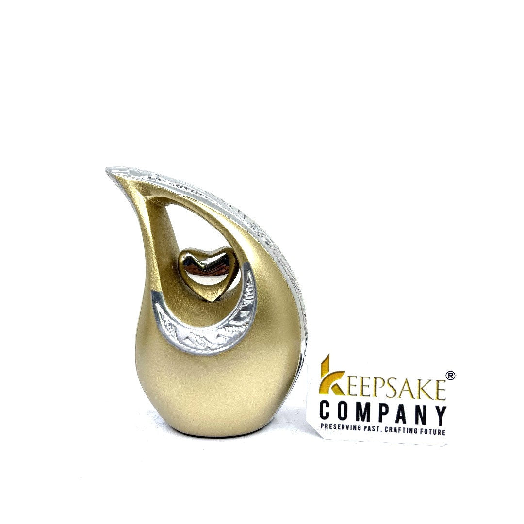 Gold & Silver Teardrop Small Urns for Human Ashes - Mini Urn for Human Ashes - Ashes Urn - Keepsake Urns for Human Ashes - Mini Urn - Urn