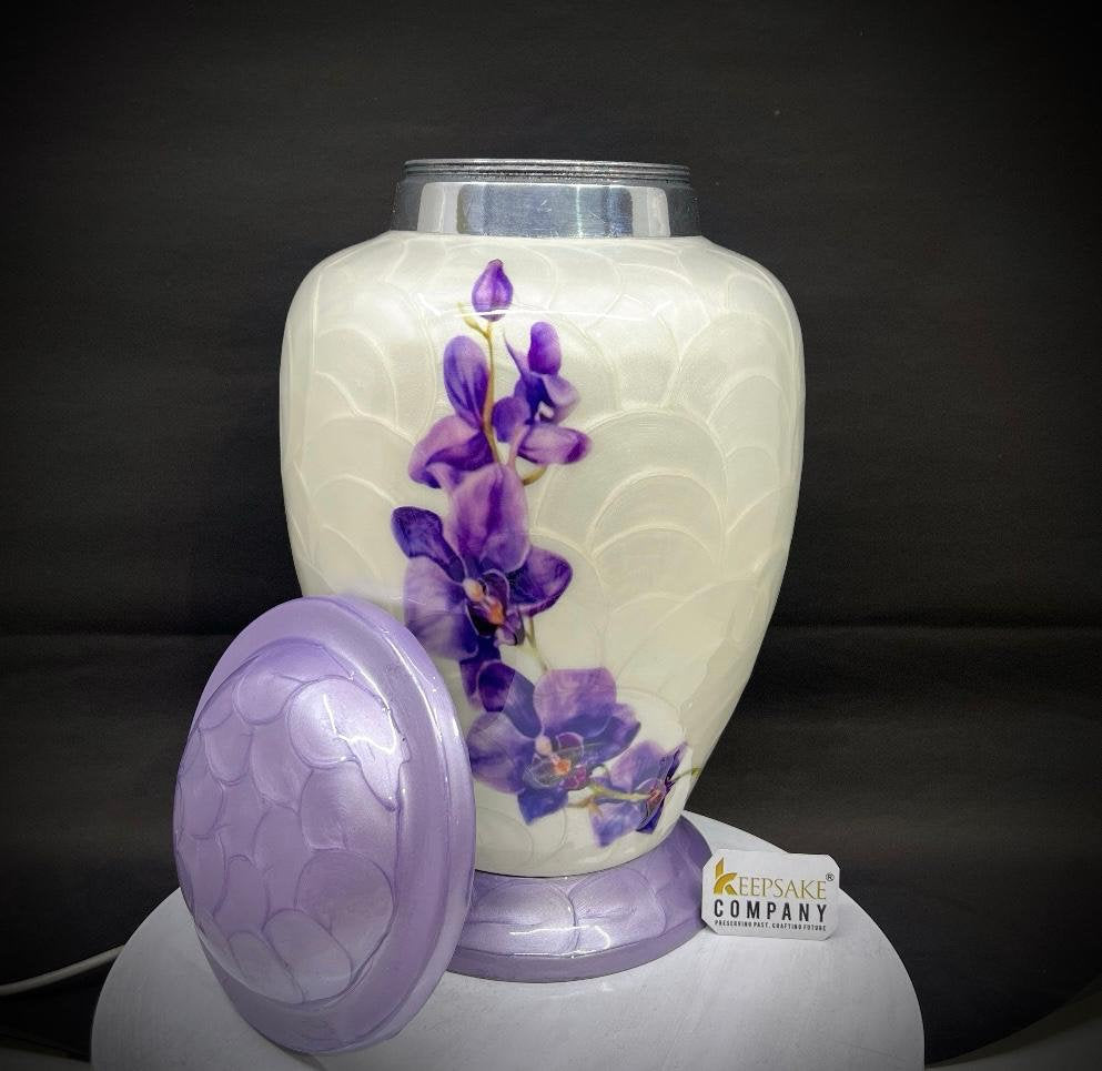 Purple Flower Cremation Urns for Adult Ashes - Urns for Human Ash - Urn for Ashes Male - Urn - Decorative Urns - Burial Urn - Urns