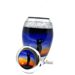 Blue Golf Cremation urn - Funeral Urn for Human Ash - Urn for Ashes Male - Urn - Decorative Urns - Burial Urn - Urns - Erns - Ern