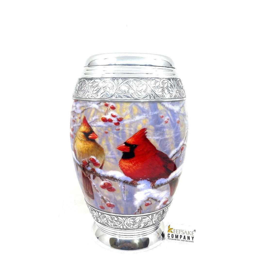 Cardinal Birds Cremation urn - Funeral Urn for Human Ash - Urn for Ashes Male - Urn - Decorative Urns - Burial Urn - Urns - Erns - Ern