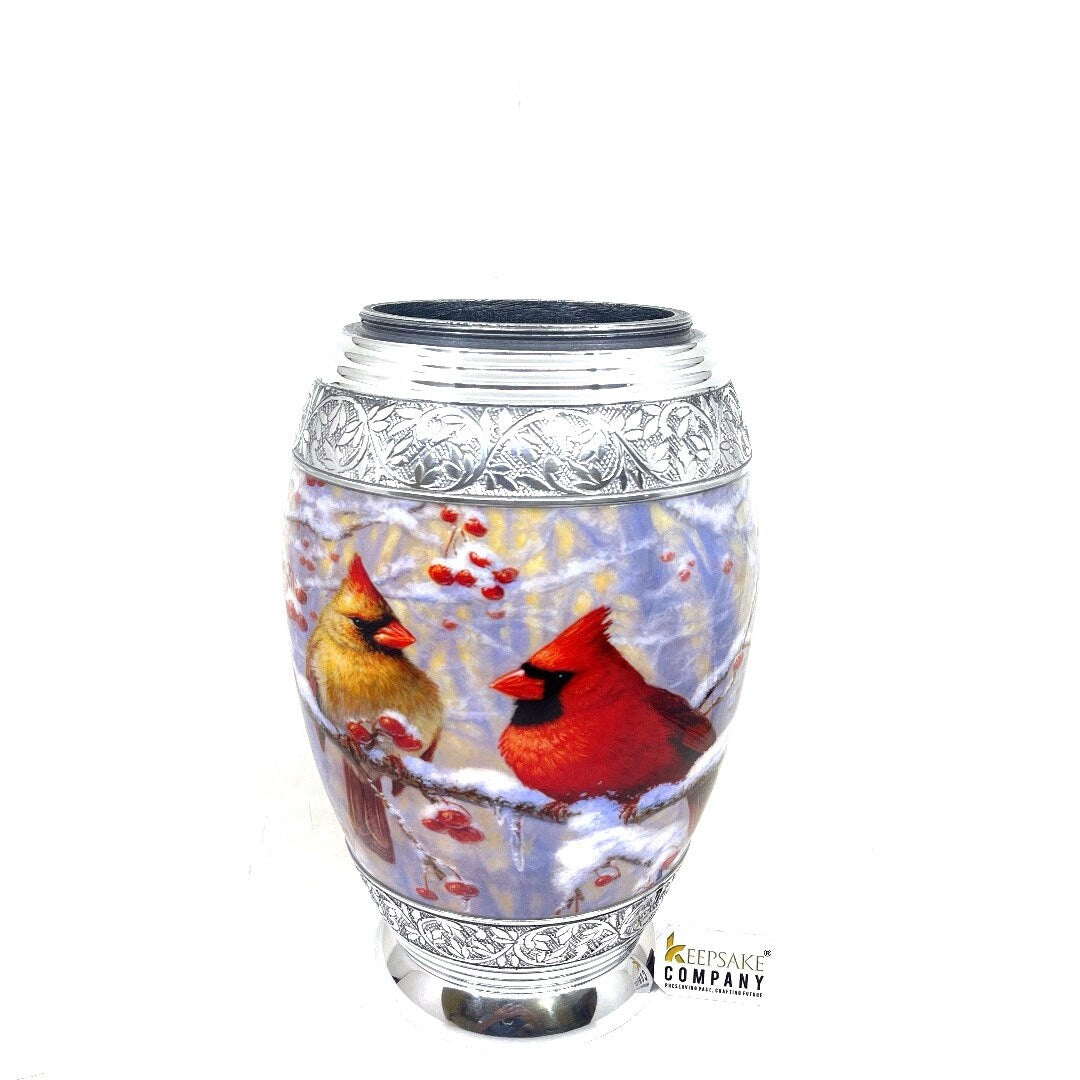 Cardinal Birds Cremation urn - Funeral Urn for Human Ash - Urn for Ashes Male - Urn - Decorative Urns - Burial Urn - Urns - Erns - Ern