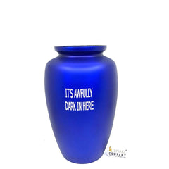 Custom Engraved Blue It's Awfully Dark In Here Cremation Urn for Ashes- Burial Urn Ashes - Funny Urn - Memorial Urn - Ash Urn - Adult Urn