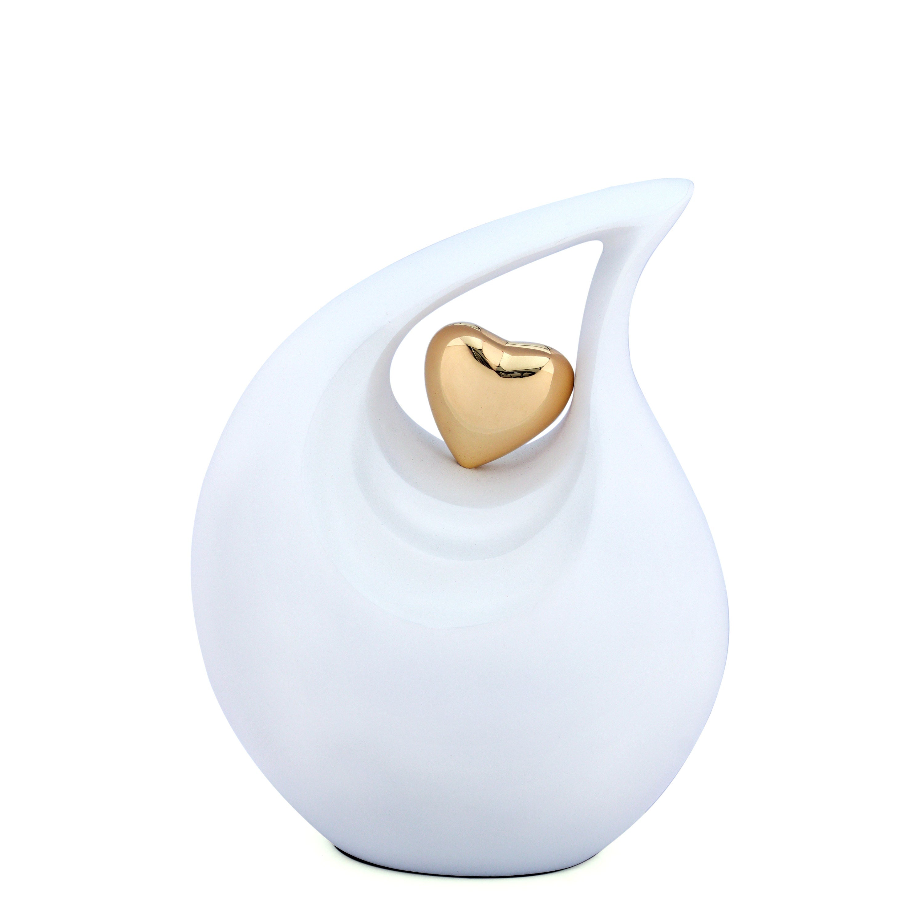 Urn Matte White with Golden Heart - Urn for Ashes - Ashes Urn - Cremation Urns  - Sympathy Gift - Human Ashes Urn - Adult Urn for Ashes