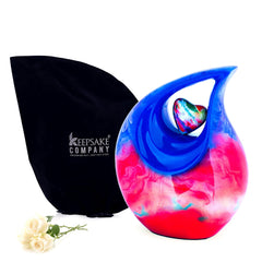 Teardrop Urn for Ashes - Multicoloured Keepsake Urn - Cremation Urns for Adult Male & Female - Memorial Urn