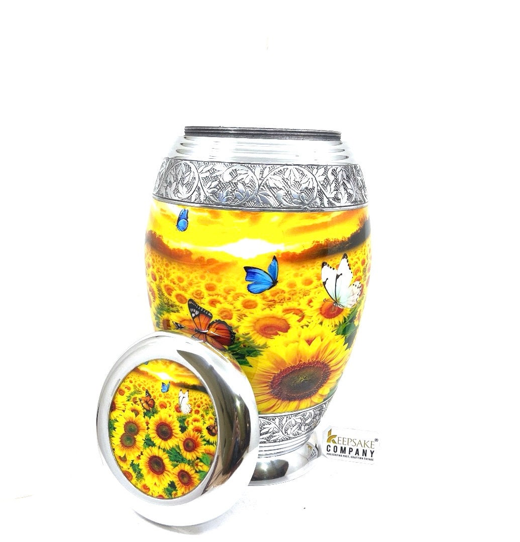 Sun  Flower Cremation Urn for Ashes - Funeral Urn for Human - Urn for Ashes Male - Urn - Decorative Urns - Burial Urn - Urns - Erns - Ern