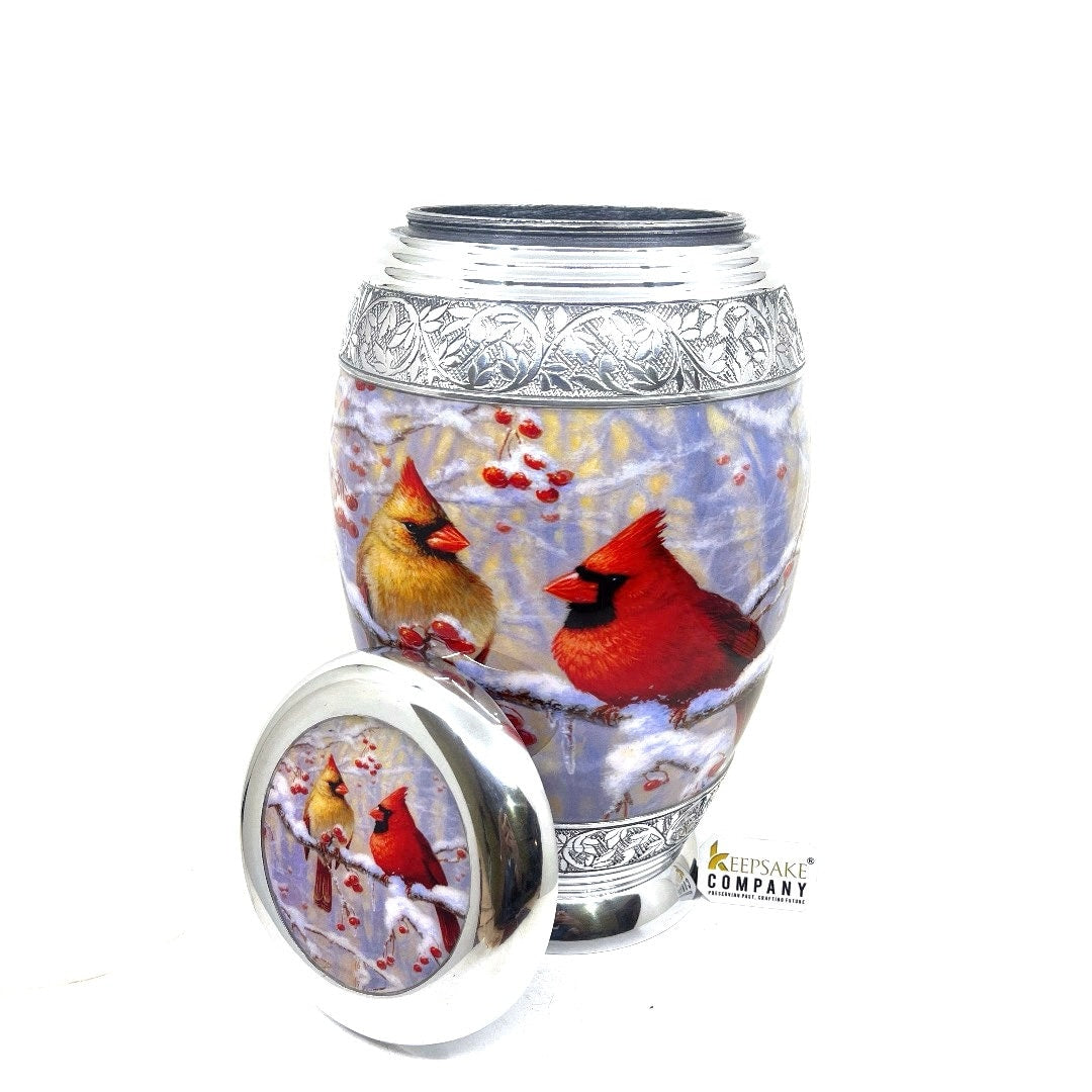 Cardinal Birds Cremation urn - Funeral Urn for Human Ash - Urn for Ashes Male - Urn - Decorative Urns - Burial Urn - Urns - Erns - Ern