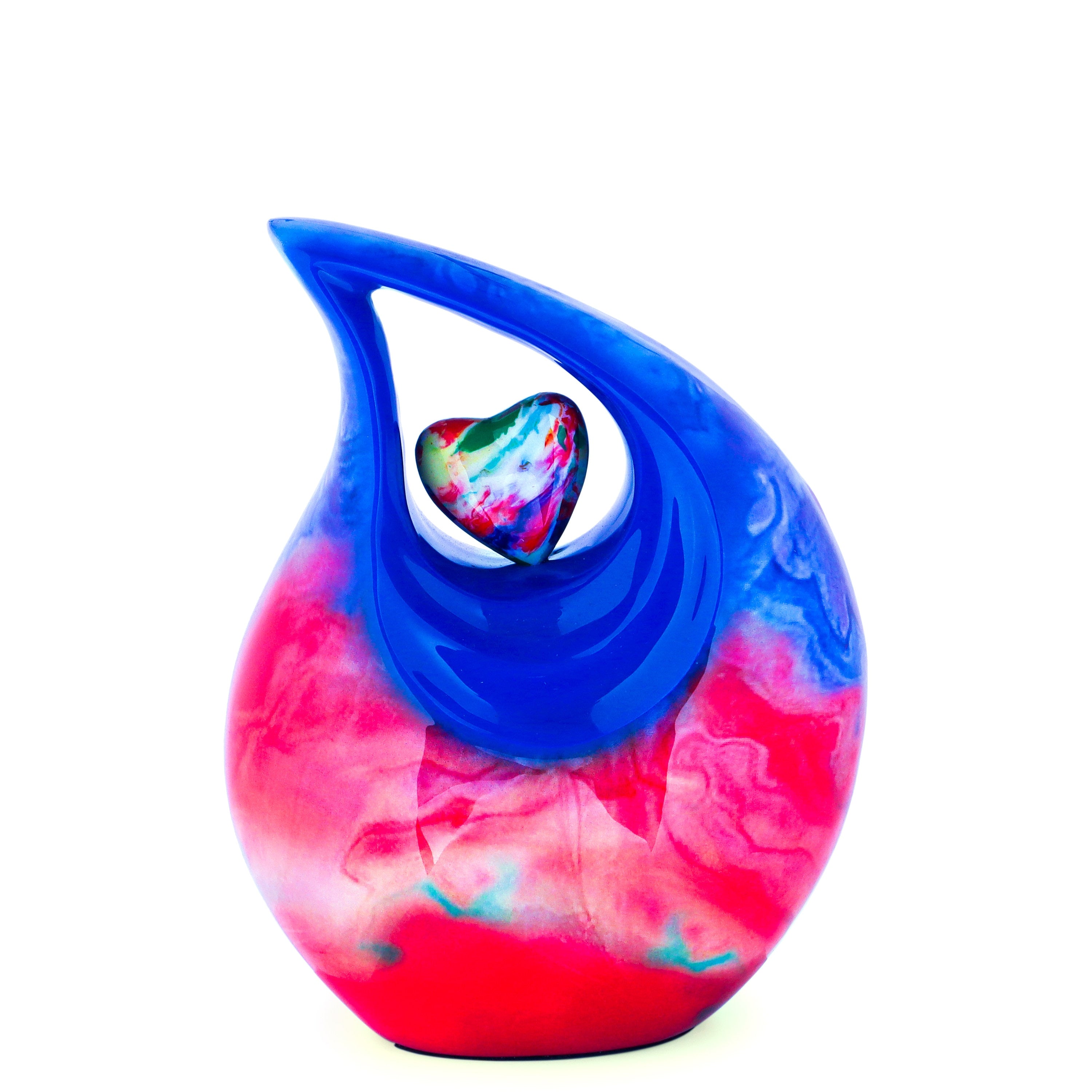 Teardrop Urn for Ashes - Multicoloured Keepsake Urn - Cremation Urns for Adult Male & Female - Memorial Urn