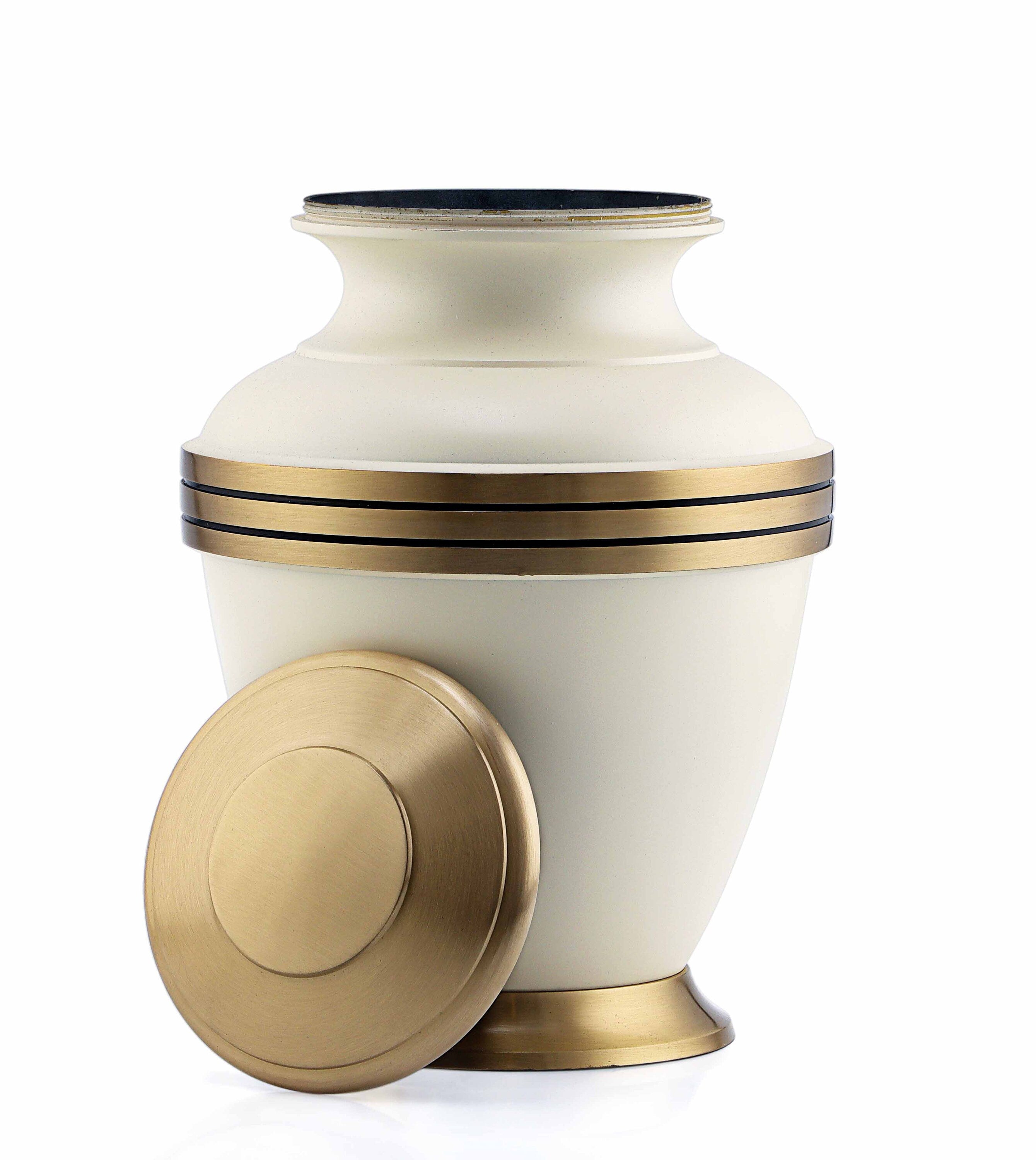 White Cremation Urns for Adult Ashes with Golden Band - Urns for Ashes Adult Male - Urns for Human Ashes - Decorative Urns from Keepsake Co.