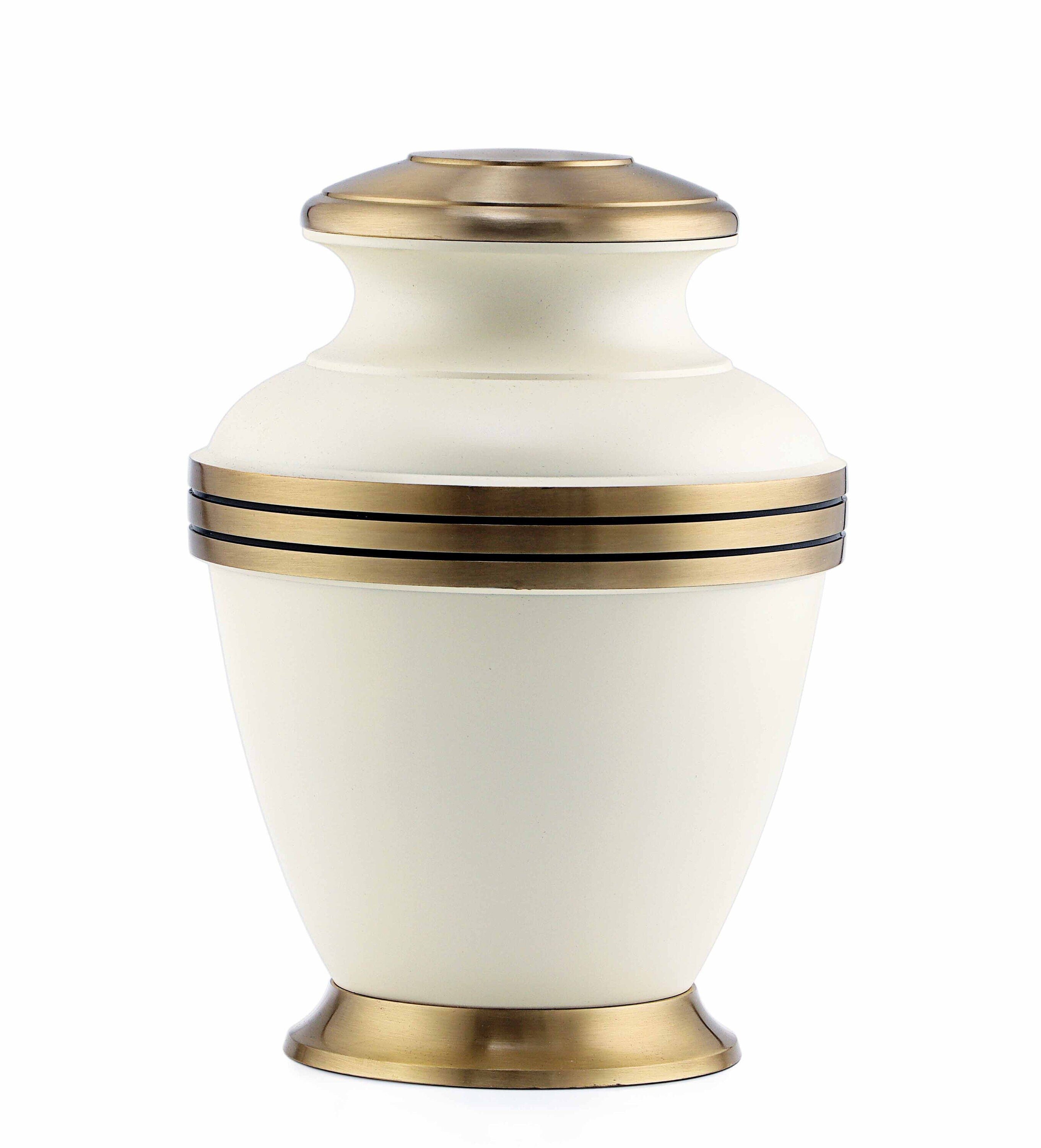 White Cremation Urns for Adult Ashes with Golden Band - Urns for Ashes Adult Male - Urns for Human Ashes - Decorative Urns from Keepsake Co.
