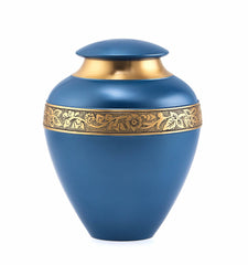 Glorious Golden Blue Adult Cremation Urn for Human Ashes - Cremation Urn - Can be Personalized - Memorial Urn - Urn for Ash - Keepsake Urn