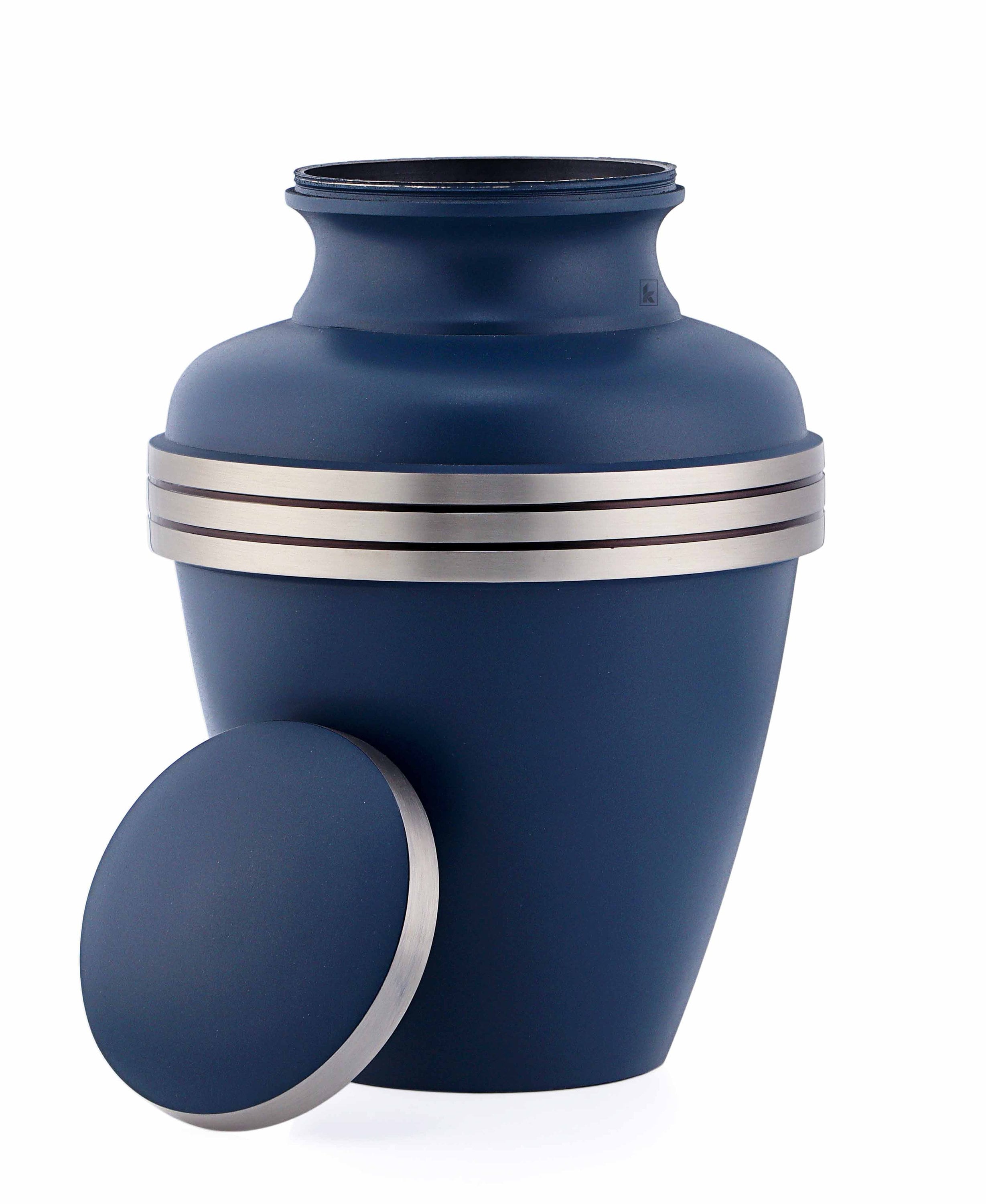 Blue Adult Urn with Silver Band -Urns for Ashes - Urns for Human Ashes - Cremation Urns for Adult Ashes, Ashes Keepsake - Decorative Urns