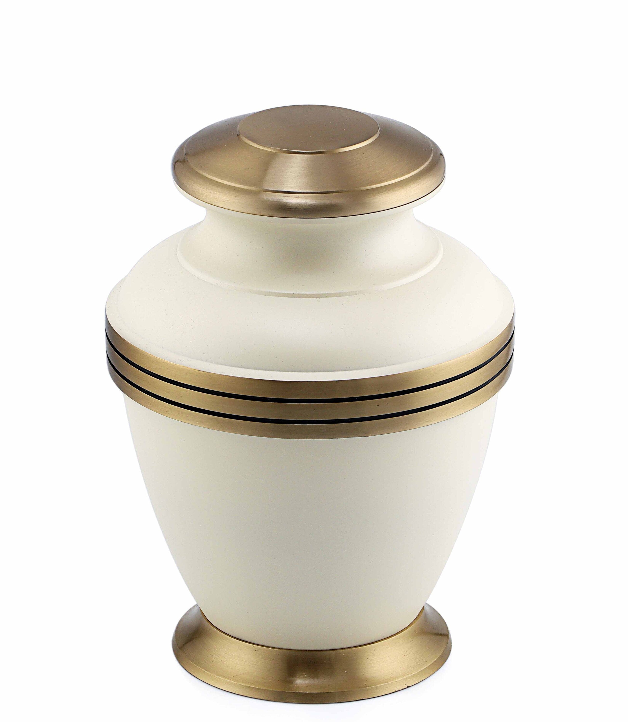 White Cremation Urns for Adult Ashes with Golden Band - Urns for Ashes Adult Male - Urns for Human Ashes - Decorative Urns from Keepsake Co.