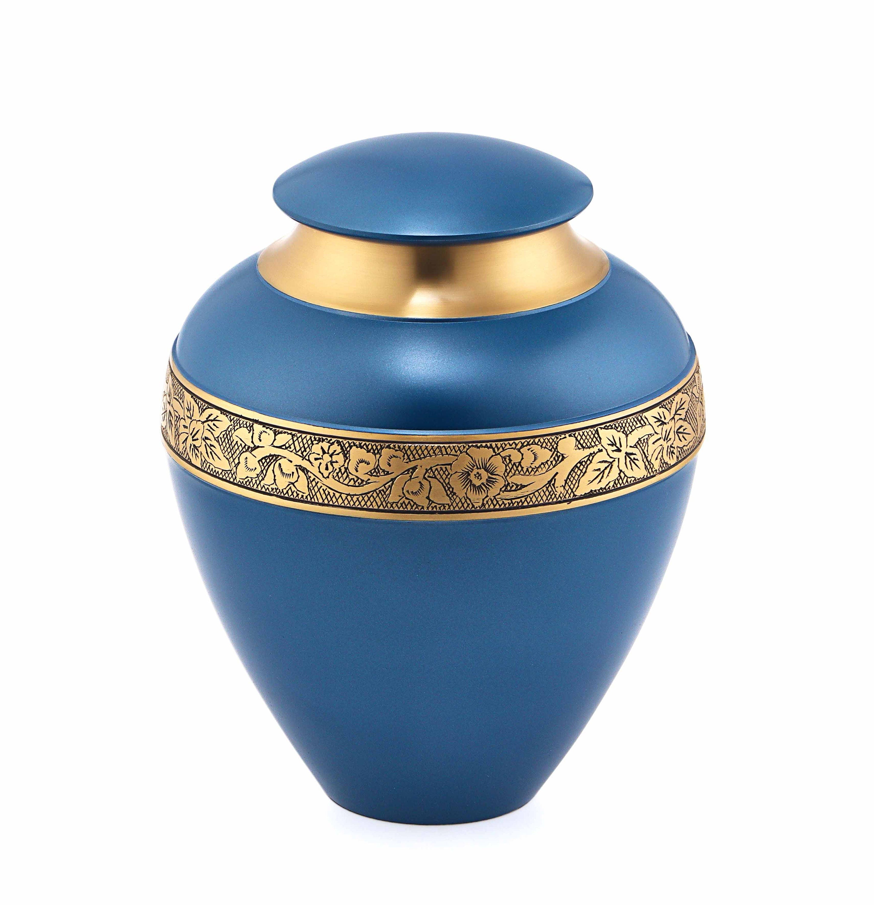 Glorious Golden Blue Adult Cremation Urn for Human Ashes - Cremation Urn - Can be Personalized - Memorial Urn - Urn for Ash - Keepsake Urn