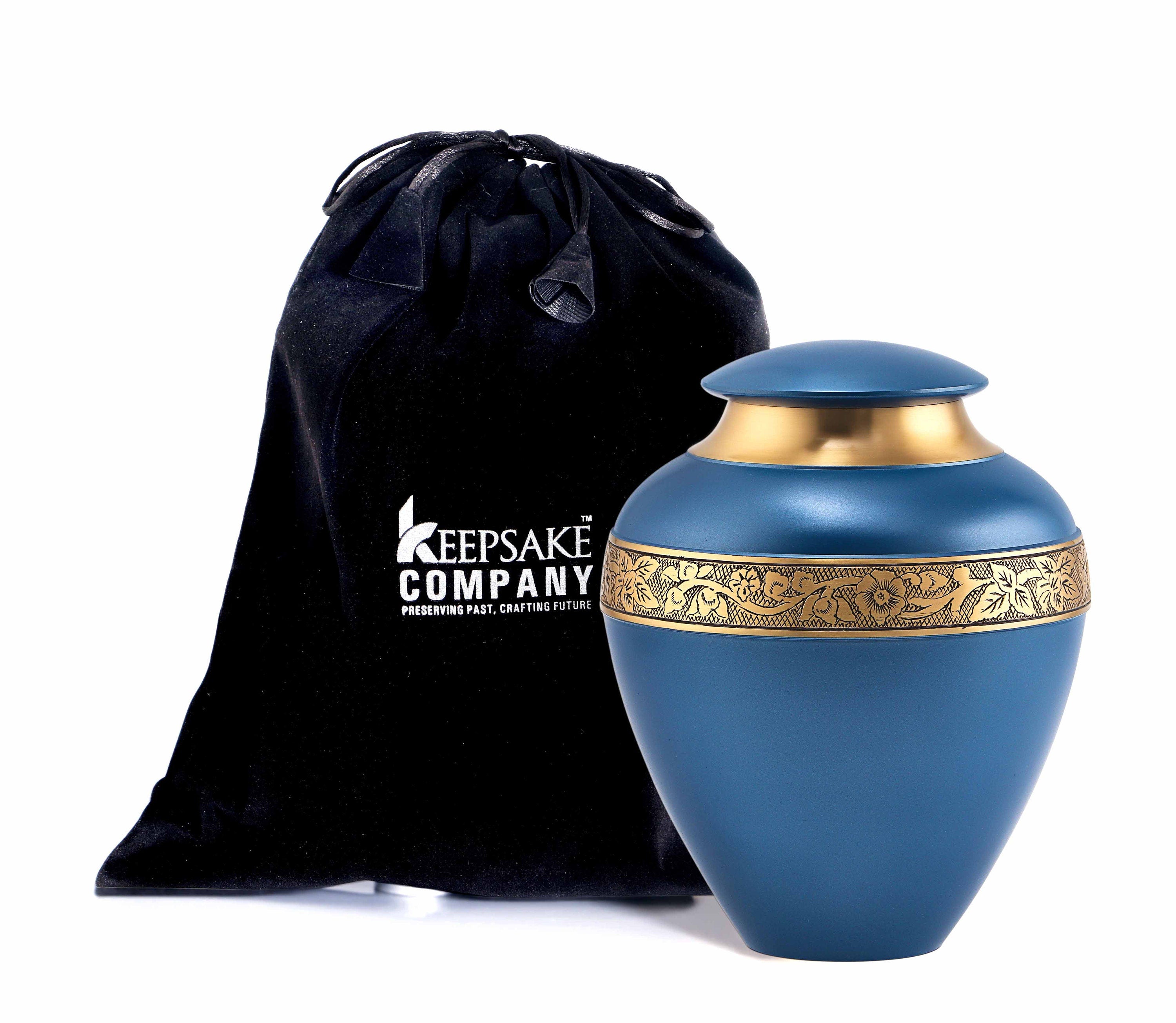 Glorious Golden Blue Adult Cremation Urn for Human Ashes - Cremation Urn - Can be Personalized - Memorial Urn - Urn for Ash - Keepsake Urn