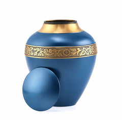 Glorious Golden Blue Adult Cremation Urn for Human Ashes - Cremation Urn - Can be Personalized - Memorial Urn - Urn for Ash - Keepsake Urn