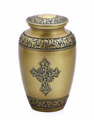 Classic Gold Cross Engraved Adult Urn