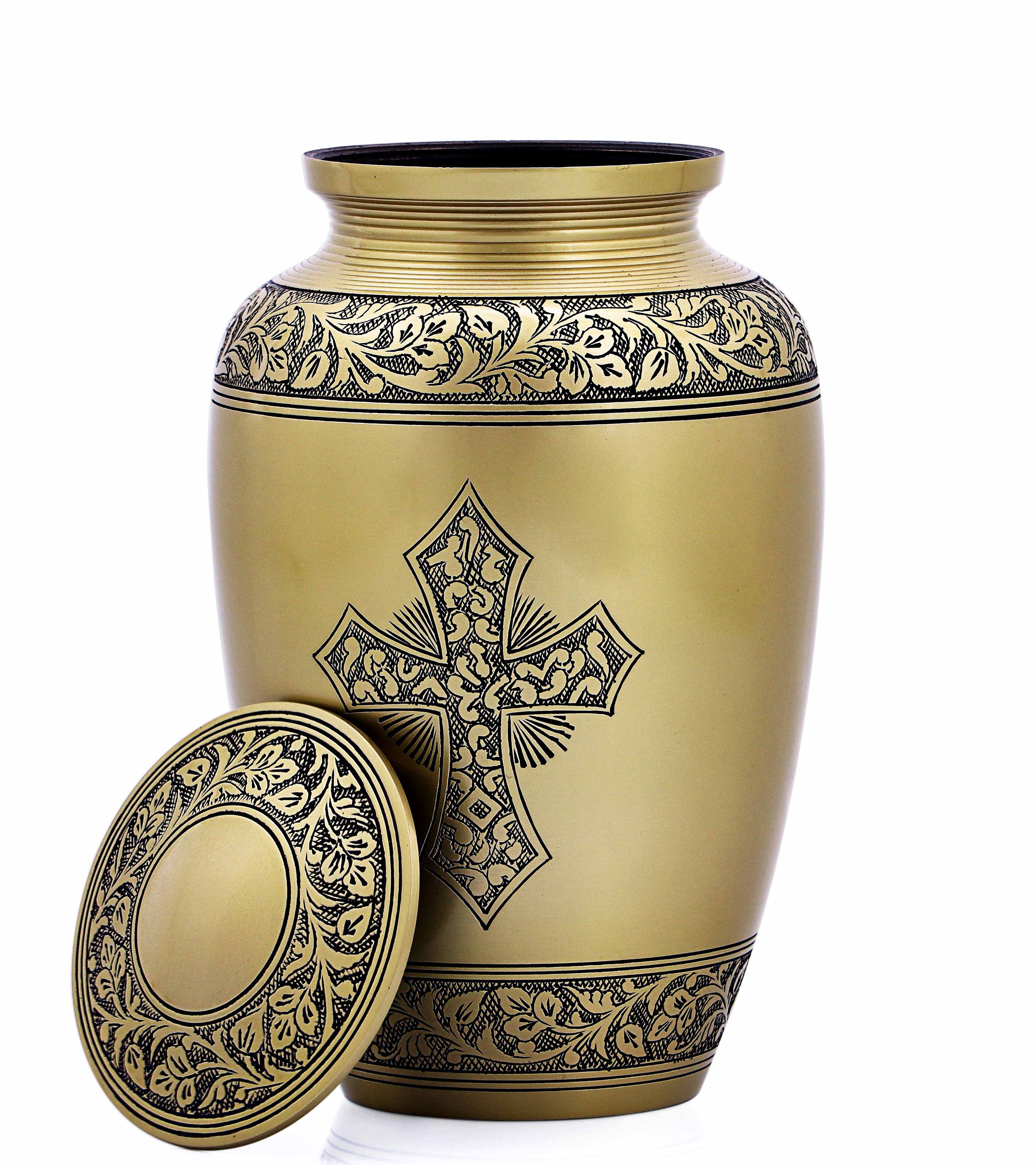 Classic Gold Cross Engraved Adult Urn