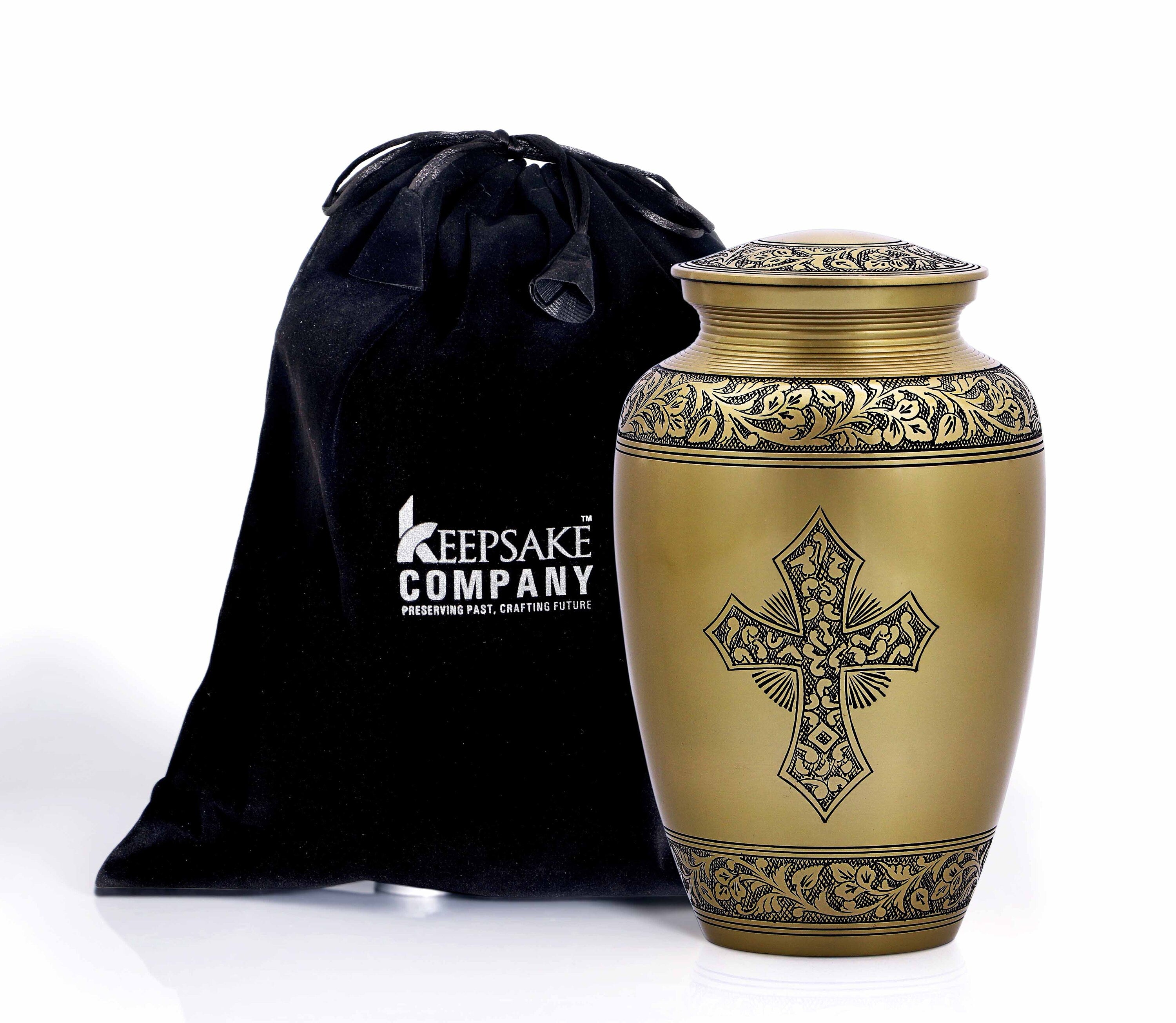 Classic Gold Cross Engraved Adult Urn