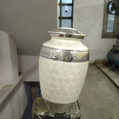 White Enameled Cremation Urn for Adult Ashes / Urns for Ashes Adult Male / Can be Engraved from Keepsake Company