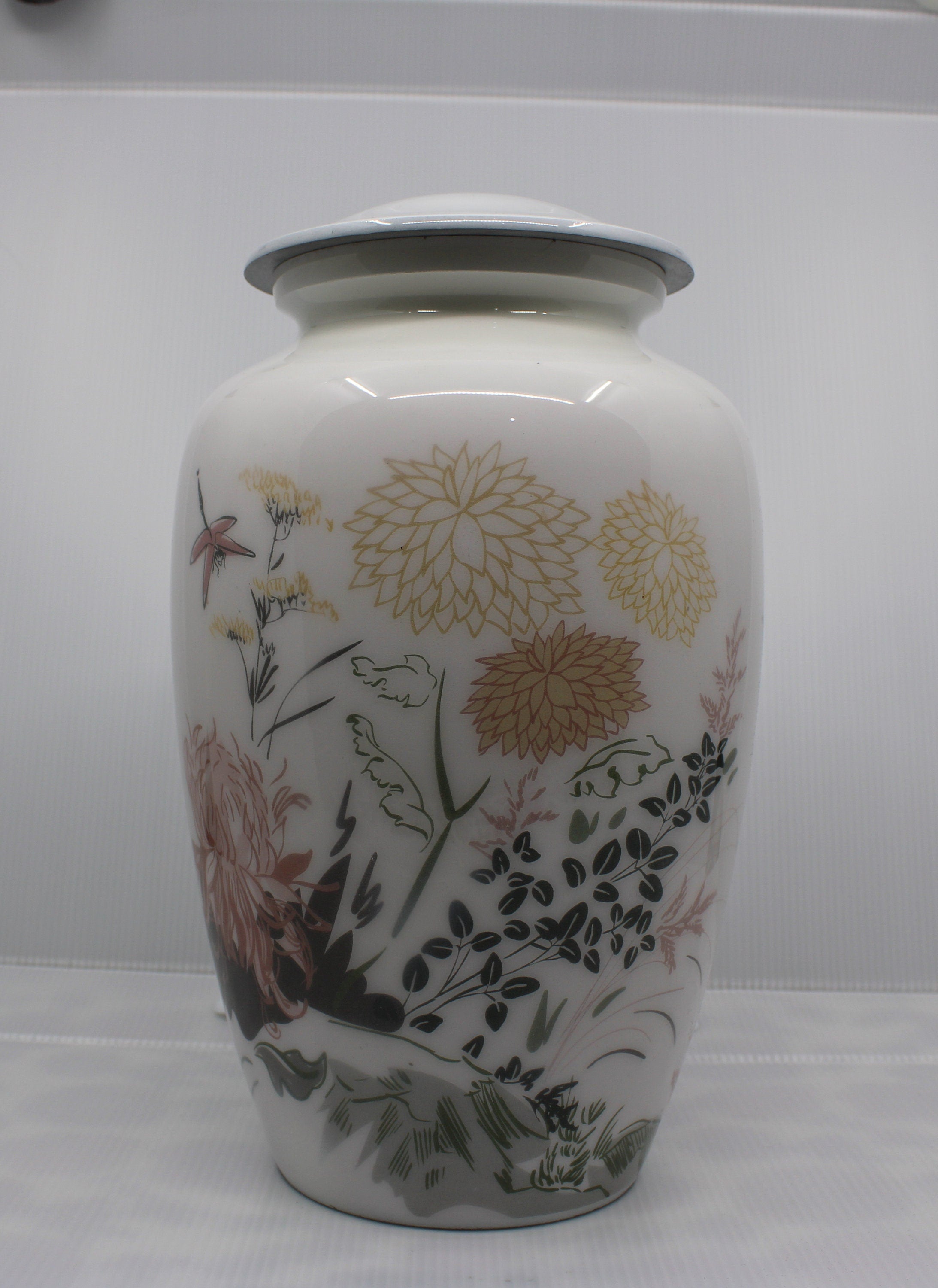 White butterfly flowers Adult Urn - Cremation Urns for Adult Ashes - Urns for Ashes Adult Male - Urn - Urns for Human Ashes - Decorative Urn