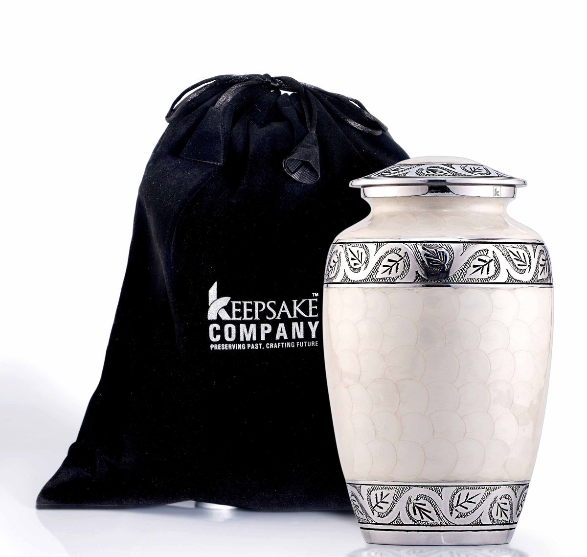 White Enameled Cremation Urn for Adult Ashes / Urns for Ashes Adult Male / Can be Engraved from Keepsake Company