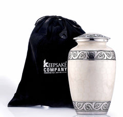White Enameled Cremation Urn for Adult Ashes / Urns for Ashes Adult Male / Can be Engraved from Keepsake Company
