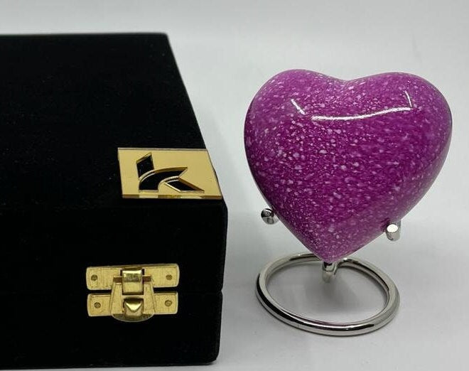 Engraveable Mini Heart Urn /  Small Urns for Human Ashes in Pink Marble Design from Keepsake Company